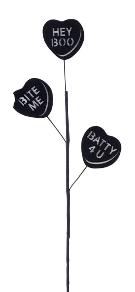 23"L Felt Halloween Candy Heart Spray x 3- Black/White-HH137530