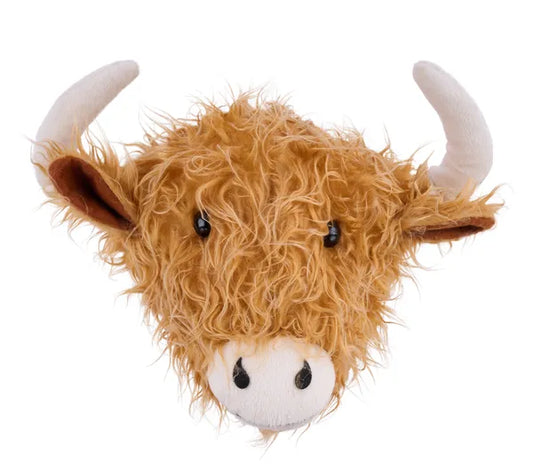 18"L x 13"H Highland Cow Head Decor-Reddish Brown/Black/Cream-MD1334