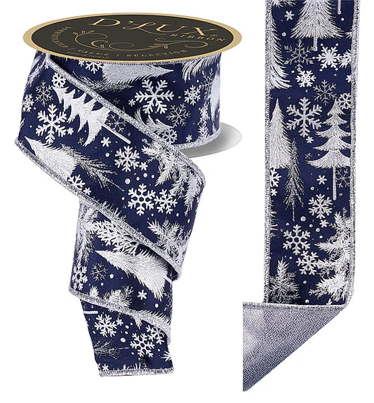 2.5"X10YD FOIL TREE/FUSED- NAVY BLUE/SILVER- LX325863