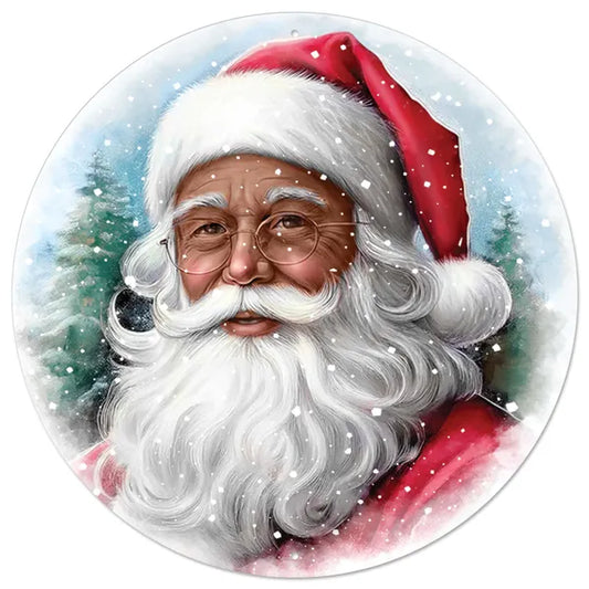 12"Dia Santa Portrait W/Glasses-Brown/Red/White/Lt Blue-MD167202