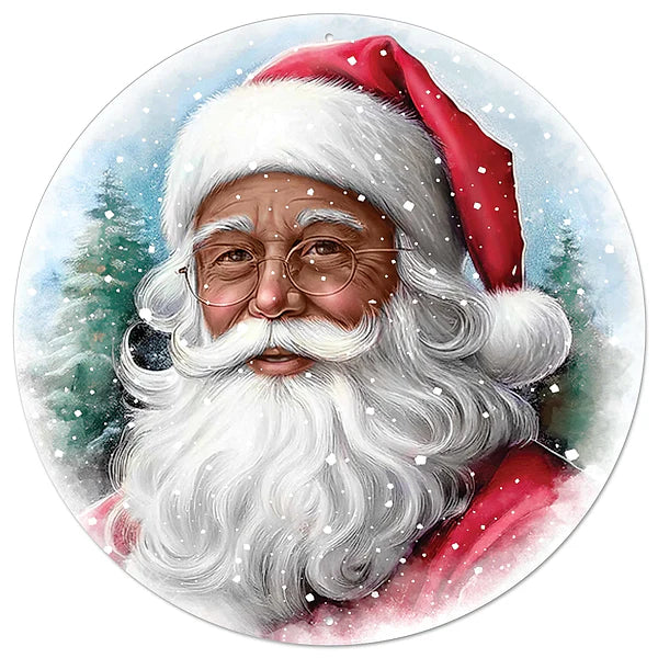 12"DIA SANTA PORTRAIT W/GLASSES- BROWN/RED/WHITE/LT BLUE- MD167202