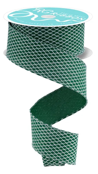 1.5" x 10yd Mini Harlequin-Emerald Green/White-RGF169506
