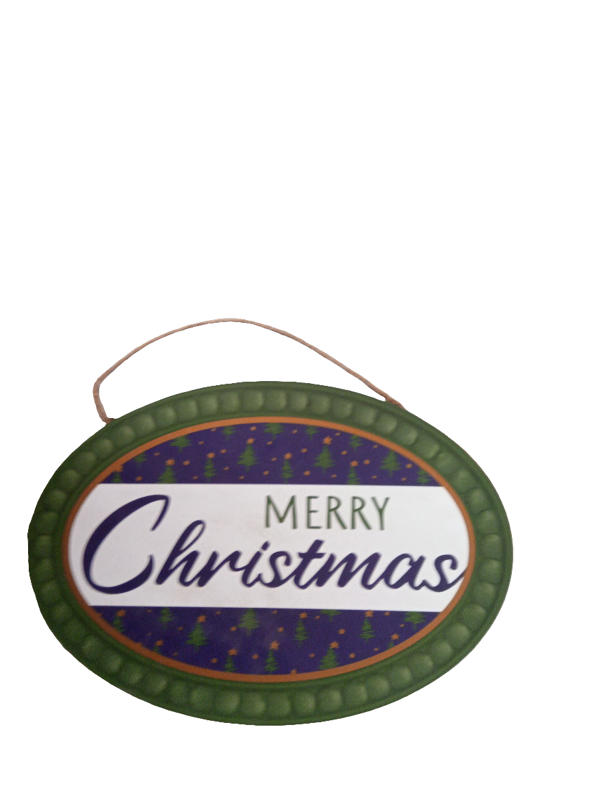 13"Lx9"H Merry Christmas Oval Sign - Ap8607