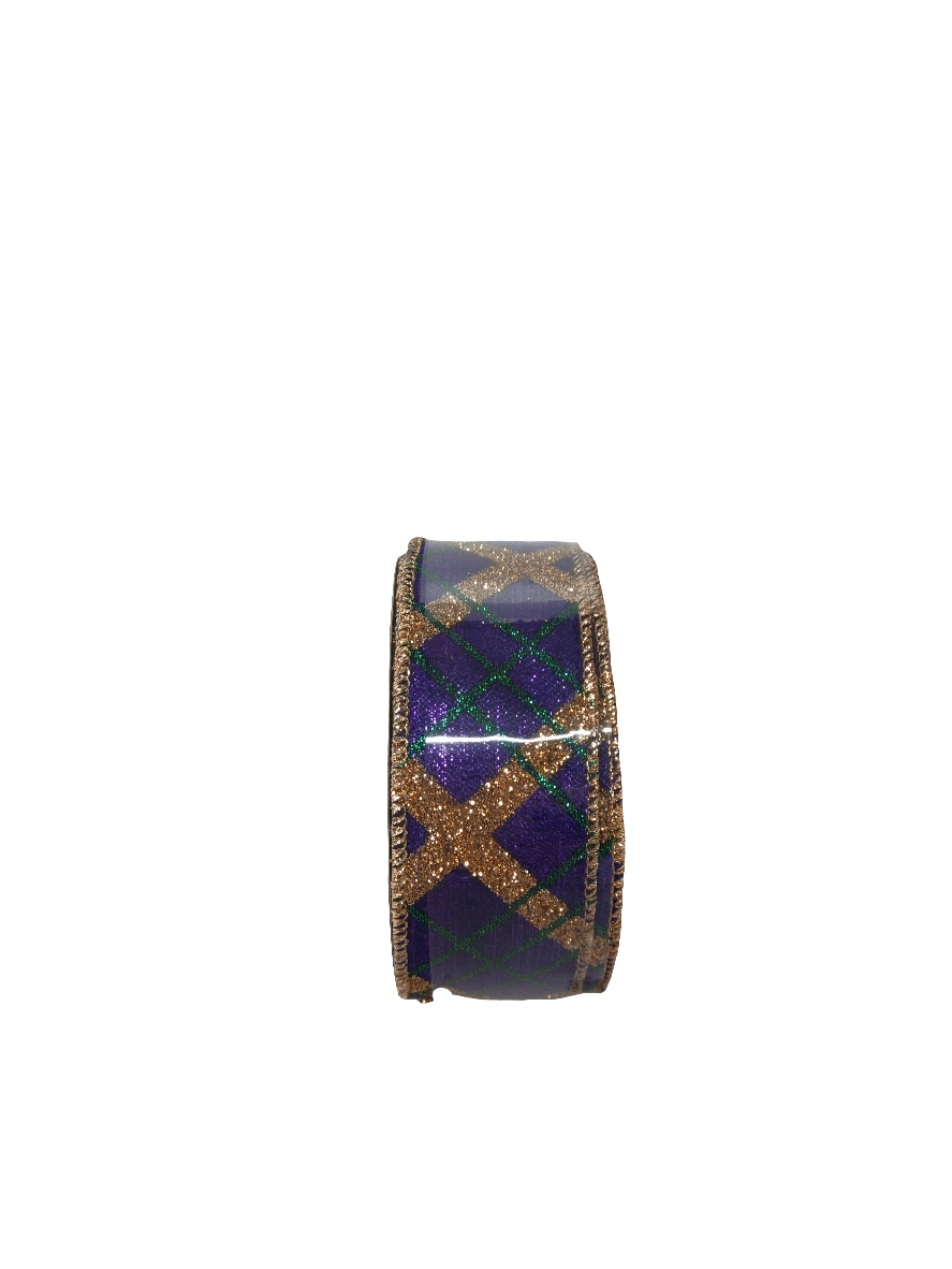 1.5x10yd glitter purple/gold/green striped-rgf109723