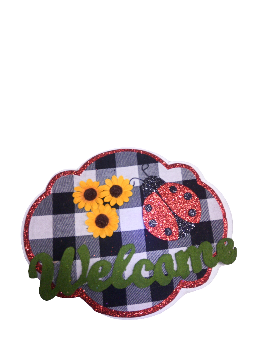 W9.5X7.5H LADYBUG WELCOME SIGN