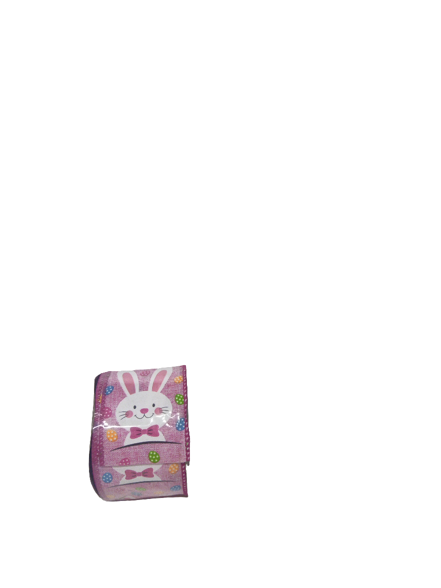 2.5 X 10YD Pink with White Bunny Head and Colored Eggs Easter Ribbon - 154038P