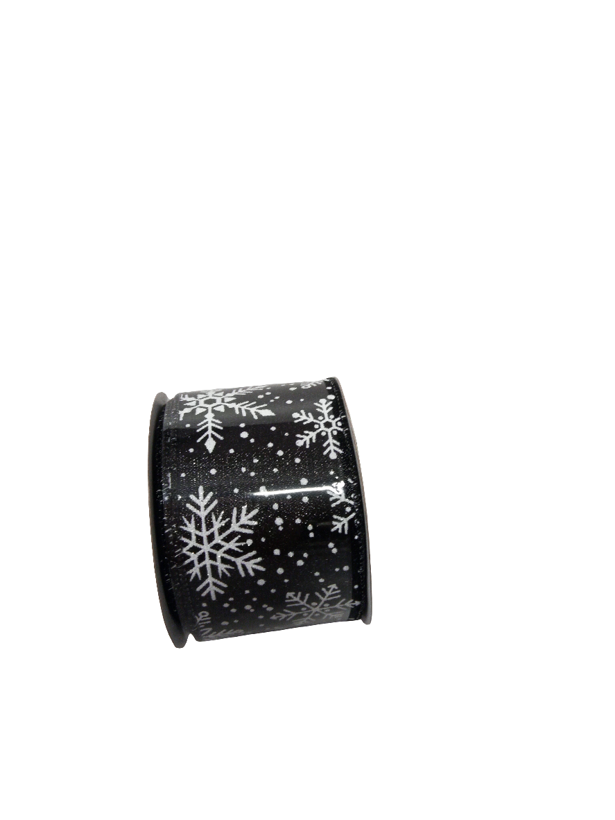 2.5X10 yd Black w/white snowflakes