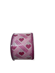 2.5  X 10YD  Hot Pink, Light Pink and White Valentine's Day Heart Lattice Ribbon - 153725DP