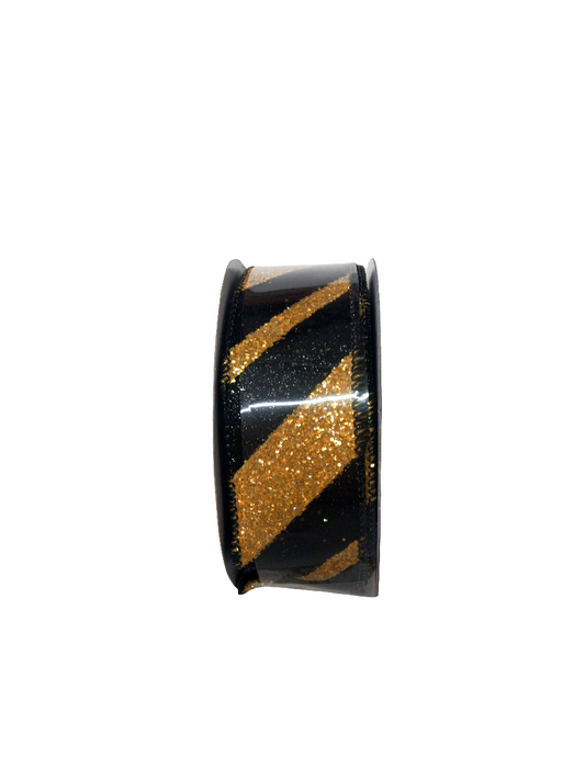 2.5x10yd glitter black/gold strip-rga1297cj