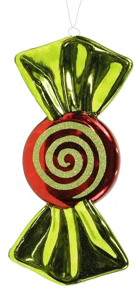11"L x 4.5"W Round Candy Orn-Red/Lime Green-XY8041FW