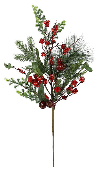 29"L PINE/BERRIES SPRAY- GREEN/RED/BROWN- XX9202