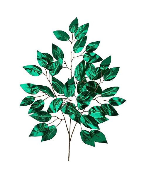 23"L METALLIC FICUS SPRAY- 12PCS/BDL, EMERALD GREEN- XS244406