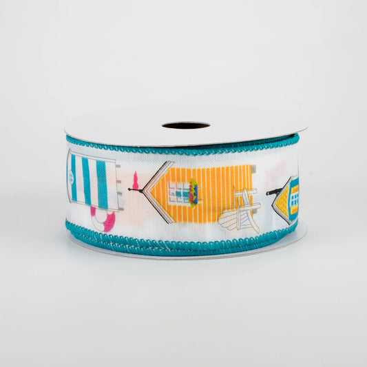 1.5" X 10 yd Beach House Ribbon-Pink, Yellow, Teal-41136-09-25
