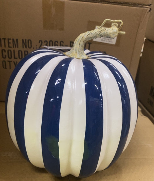 7.5" Stripe Pumpkin-Blue/White-23066BLWT