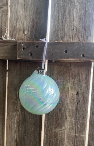 4.7" Iridescent Spiral Ball Orn-Blue-25695