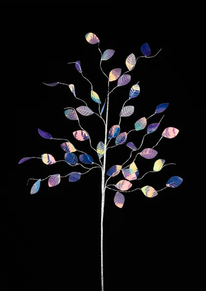 35"L Iridescent Leaf Spray-Clear-XS237731