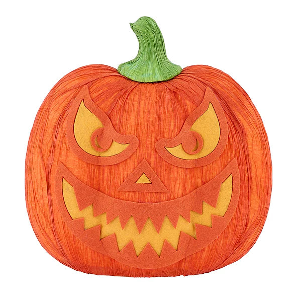 9.25"H X 8.5"W JACK-O-LANTERN W/TEETH- ORANGE/GOLD/GREEN- HH869920