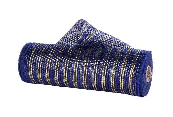 10.25" x 10yd Wide Foil Mesh-Navy Blue/Gold-RY8017CF