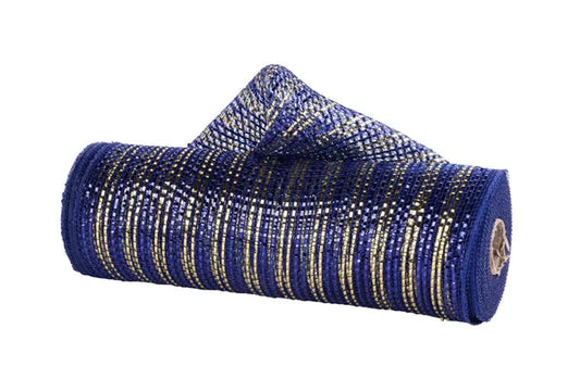 10.25" x 10yd Wide Foil Mesh-Navy Blue/Gold-RY8017CF