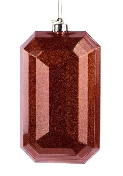 8"L x 5"W Glitter Rectangle Gem Orn-Copper-XJ717248