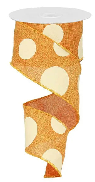 2.5" x 10yd Large Multi Dots-Orange/Ivory-RX9143M1