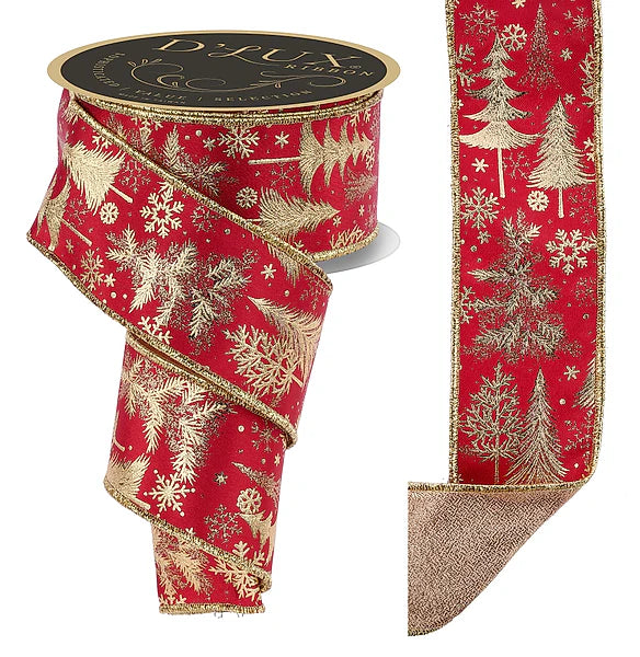 2.5"X10YD FOIL TREE/FUSED- RED/GOLD- LX325836