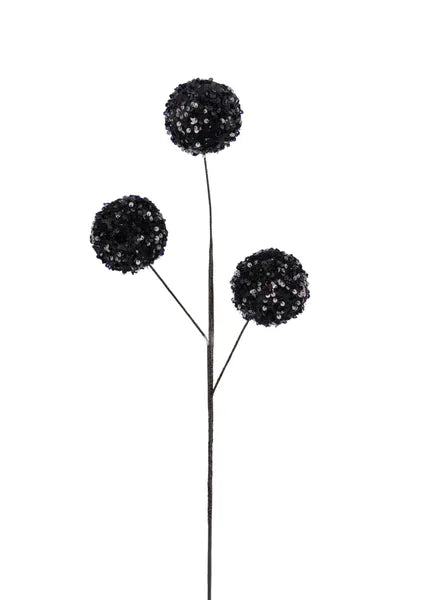 26"L Sequin Ball Spray x 3-Black-XS125102