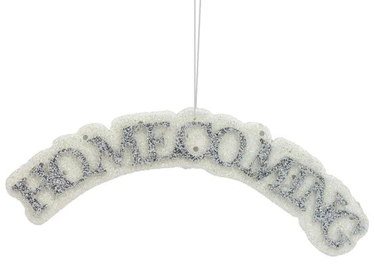 7"L x 2.5"H Glitter Word "Homecoming"-Silver/White-MD052026