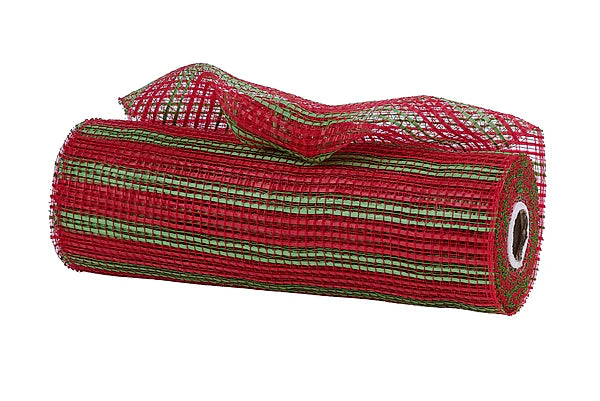 10"X10YD HORIZONTAL WIDE STRIPE MESH- RED/LIME GREEN- RE8902FH