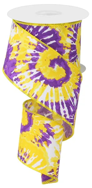 2.5" x 10yd Multi Color Tie Dye/Diagonal-Wht/Tt Ppl/Gld/Soft Ylw-RGE1235CN