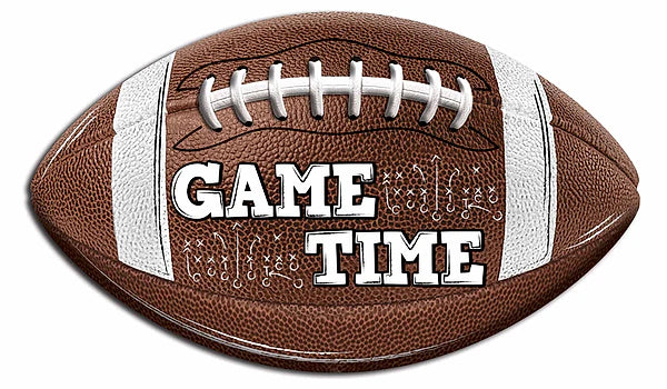 11"L X 6.5"H GAME TIME FOOTBALL SIGN- BROWN/WHITE- MD188504