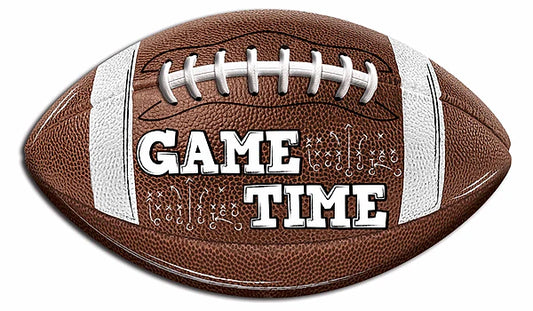 11"L X 6.5"H GAME TIME FOOTBALL SIGN- BROWN/WHITE- MD188504