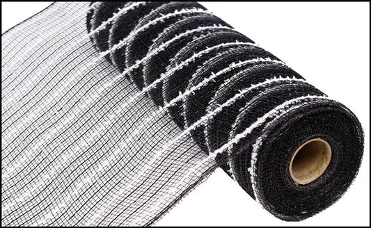 10.25" x 10yd Metallic Drift Mesh-Black/White-RY810062