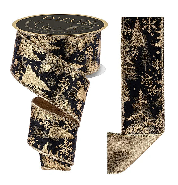 2.5"X10YD FOIL TREE/FUSED- BLACK/GOLD- LX325886