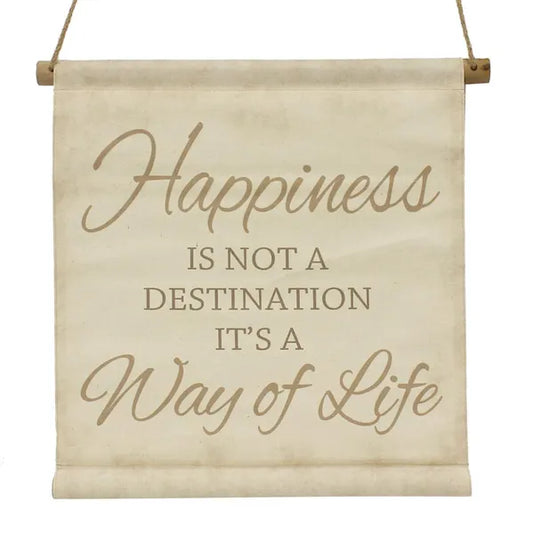 17.5"H Happiness Banner-Tan/Beige/Black -AP9083