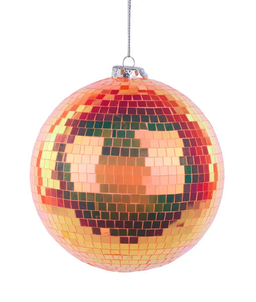 120Mm Irid Mirror Ball Ornament-Orange-XJ717820