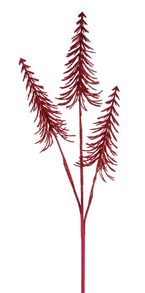 24.5"L Glitter Pine Tree Spray-Red-XS135424