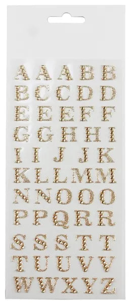 1/2"Rhinestone Letter Sticker Page-Gold-MD031408