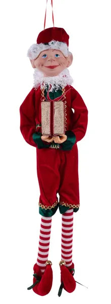 30"H Velvet Elf W/Box-Red/White/Green-XN4372