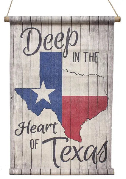 14.5"L Deep/Heart Of Texas Mini Banner-Natural/Red/Blue/Black-AP0088