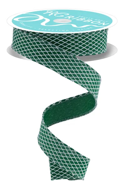 7/8" x 10yd Mini Harlequin-Emerald Green/White-RGF769506