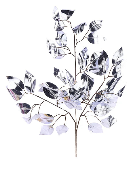23"L METALLIC FICUS SPRAY- 12PCS/BDL, SILVER- XS244426