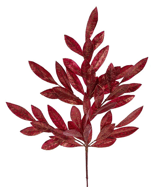 23.5"L BRUSHED BAY LEAF SPRAY- RED/GOLD- XX9692E2