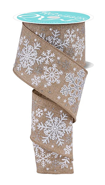 2.5"X10YD SNOWFLAKES- LT BEIGE/WHITE/SILVER- RGH121301