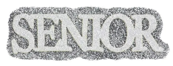 4.5"L x 1.5"H Glitter/Eva "Senior"-Silver/White-MD0540A8