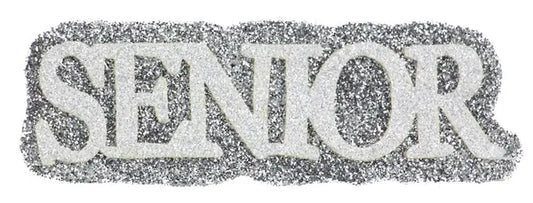 4.5"L x 1.5"H Glitter/Eva "Senior"-Silver/White-MD0540A8