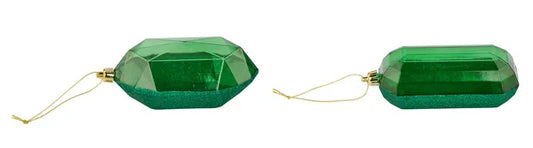 2 Asst 5.25"L Glitter Gem Ornament-Emerald Green-XJ563306