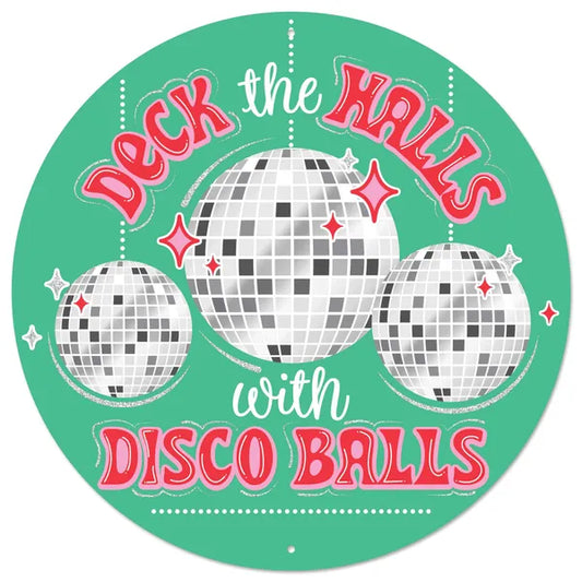 12"Dia Gltr Deck The Halls W/Disco Balls-Dk Mint/Red/Pink/Grey-MD162095