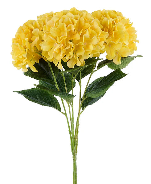 18.5"L FABRIC HYDRANGEA BUSH X5- YELLOW- FN175529