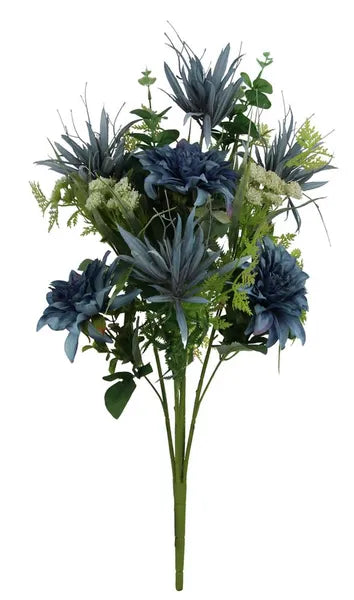 24.5"L DAHLIA/EPIPHYLLUM BUSH BOUQUET X5-BLUE-FB190103